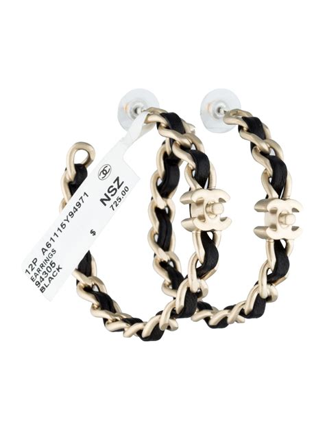 chanel xl leather chain hoop earrings|chanel ring earrings.